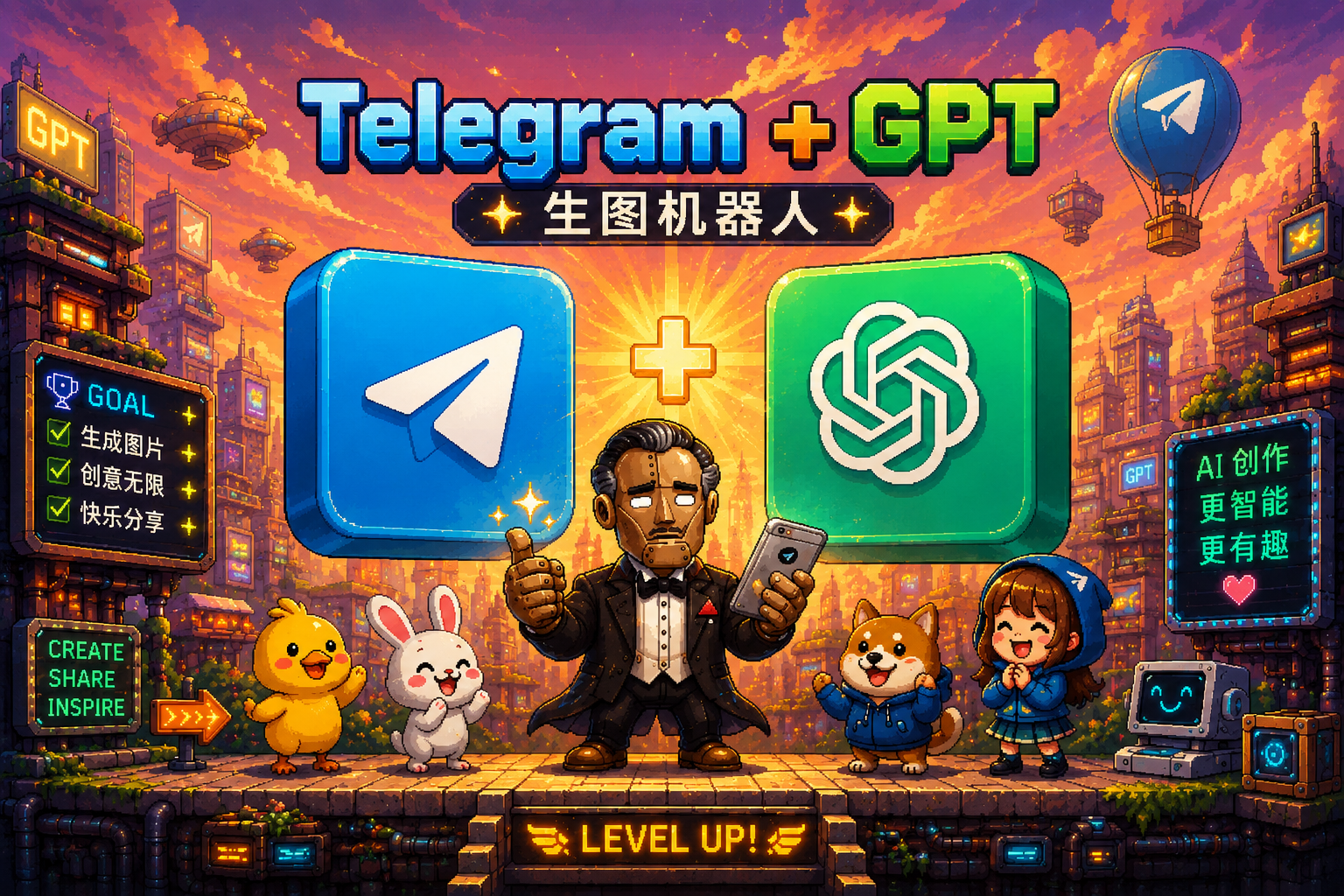 Telegram +GPT的AI 生图机器人项目介绍网站搭建-商城搭建-博客搭建-tg机器人开发-小程序部署搭建HF给你更多...